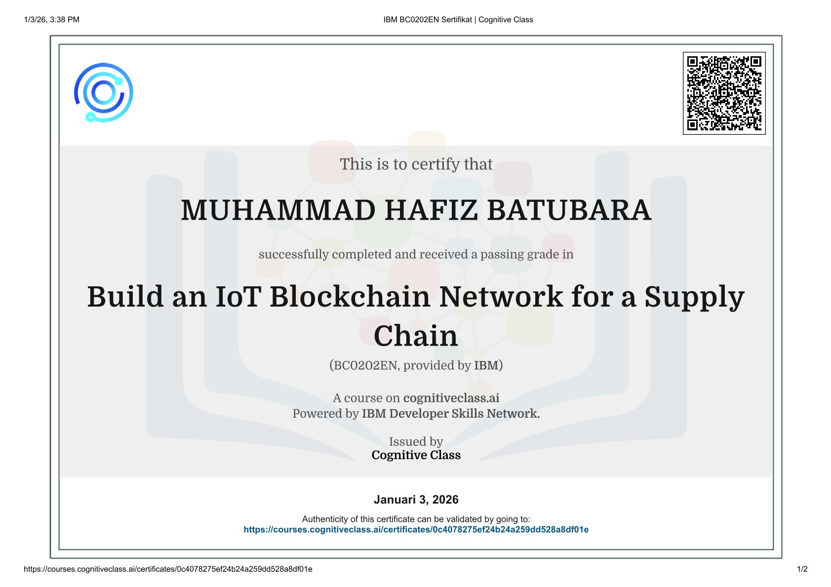Build an IoT Blockchain Network for a Supply Chain (BC0202EN)