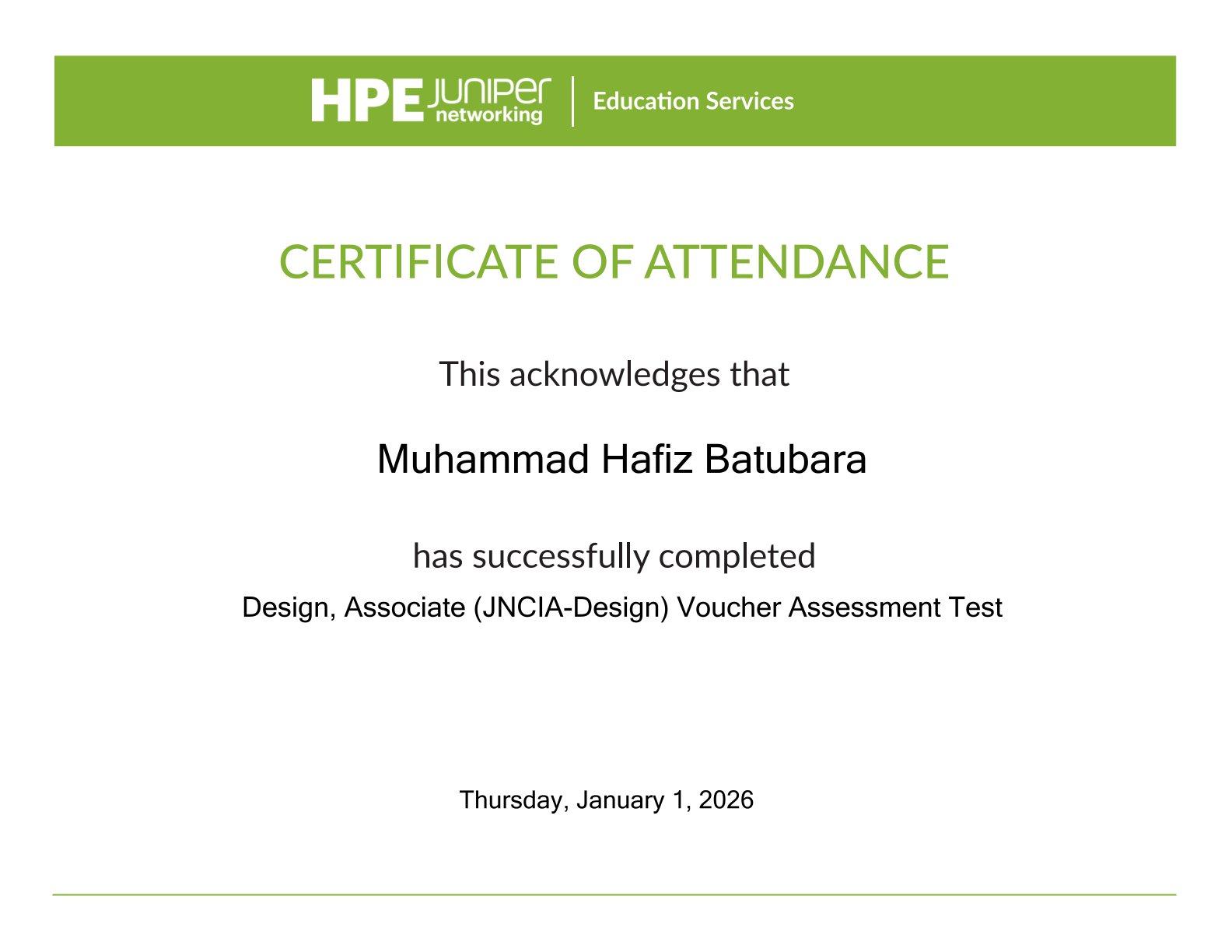 Design, Associate (JNCIA-Design) Voucher Assessment Test