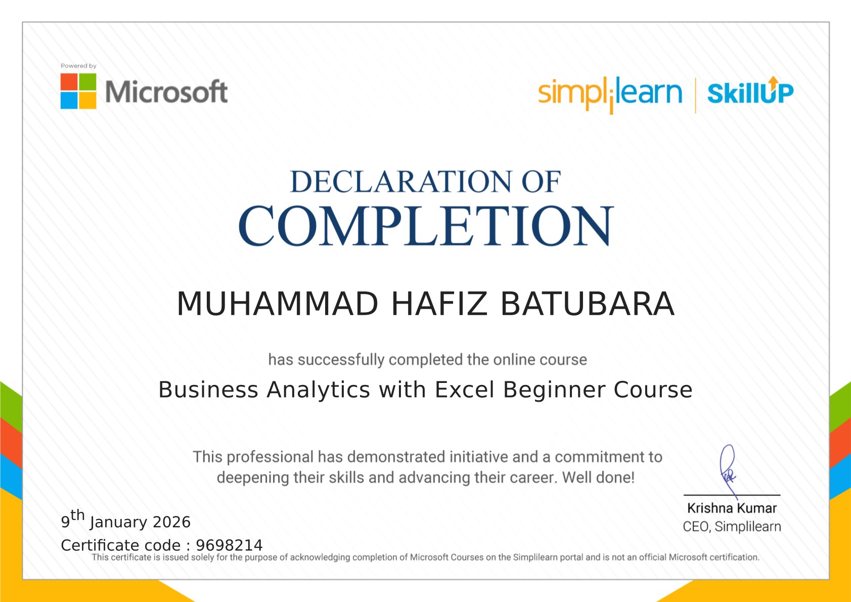 Business Analytics with Excel Beginner Course