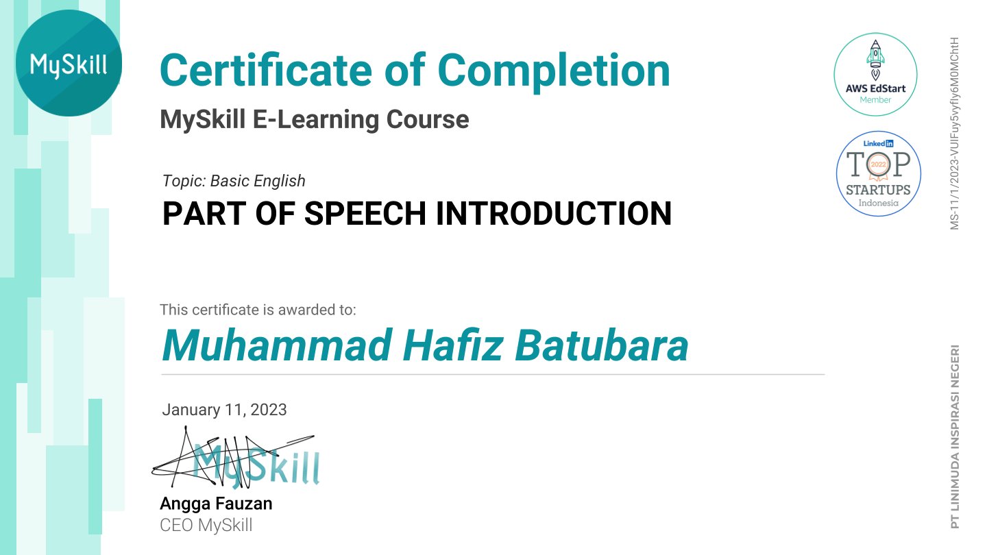 Part of Speech Introduction (Basic English)