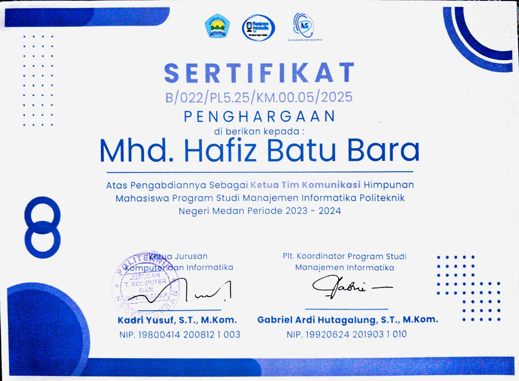Ketua Tim Komunikasi Himpunan Mahasiswa Manajemen Informatika