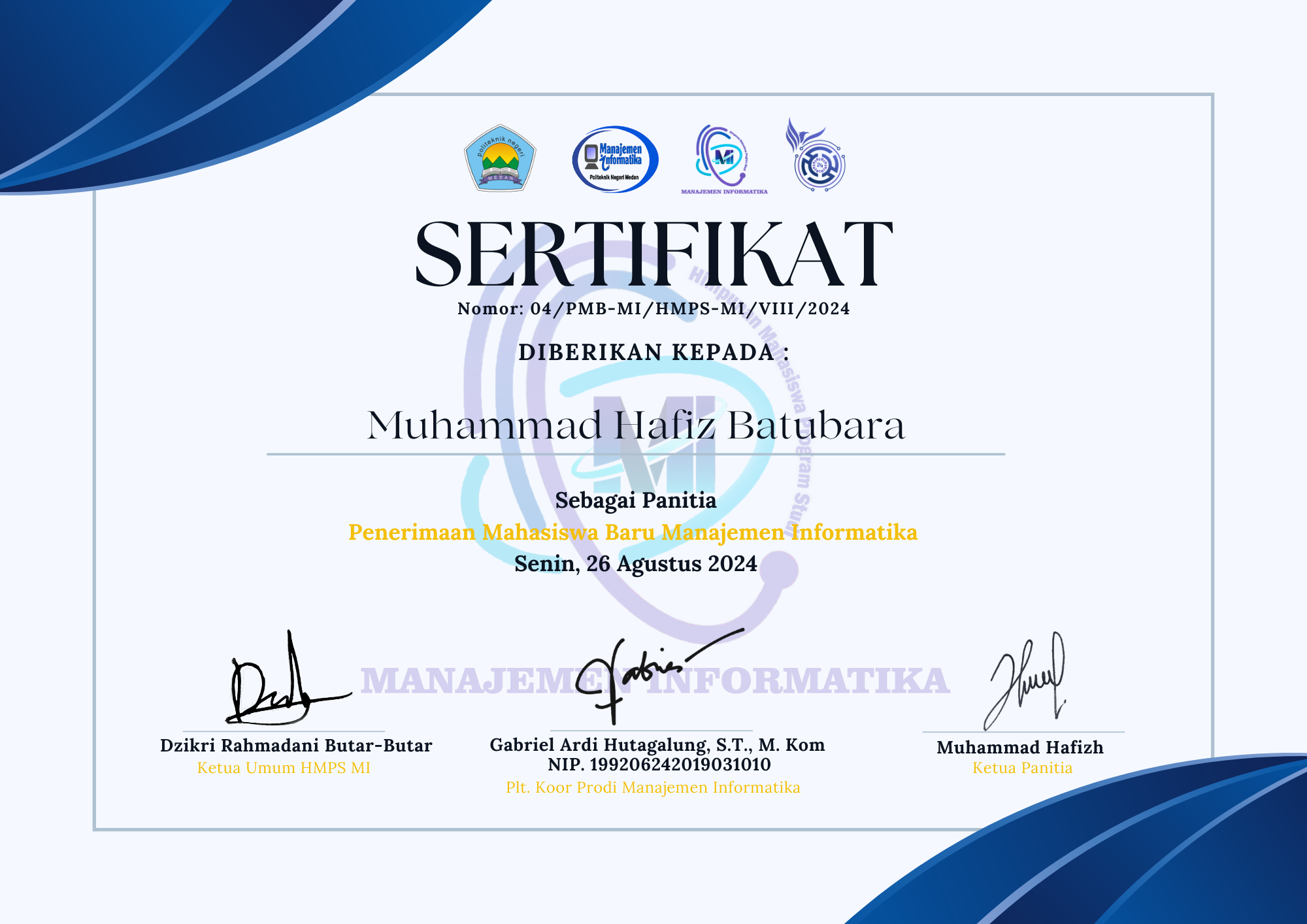 Panitia Penerimaan Mahasiswa Baru Manajemen Informatika